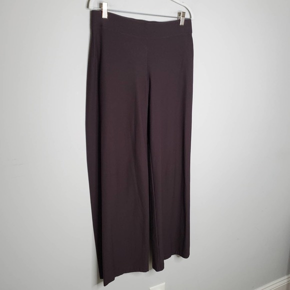 EILEEN FISHER Solid Brown Pull On Wide Leg Pants Sz Small S - Picture 2 of 9